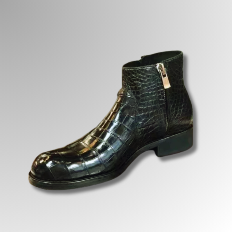 Crocodile Double Zipper Ankle Boots-alt2