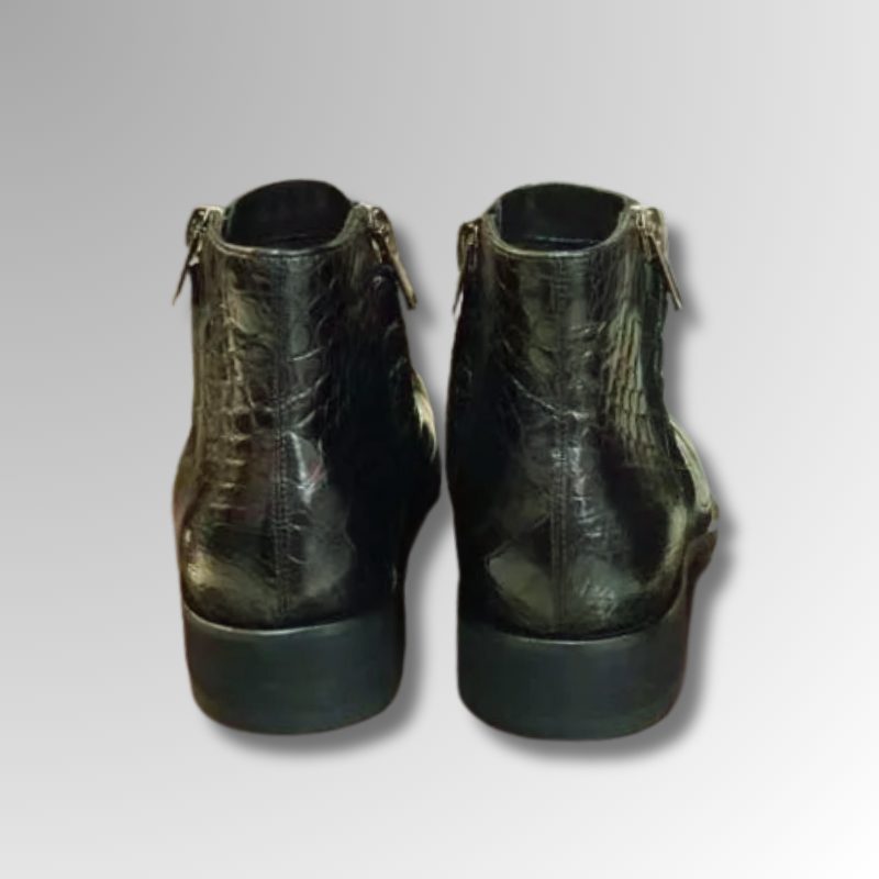 Crocodile Double Zipper Ankle Boots-alt3