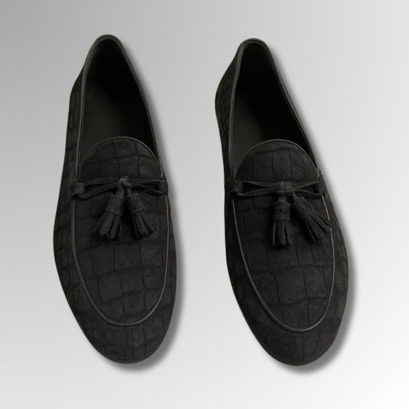 Crocodile Suede Tassel Loafers-alt2