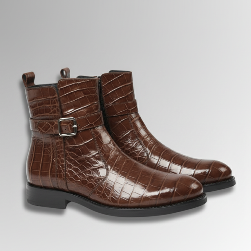 Crocodile Side Buckle Boots
