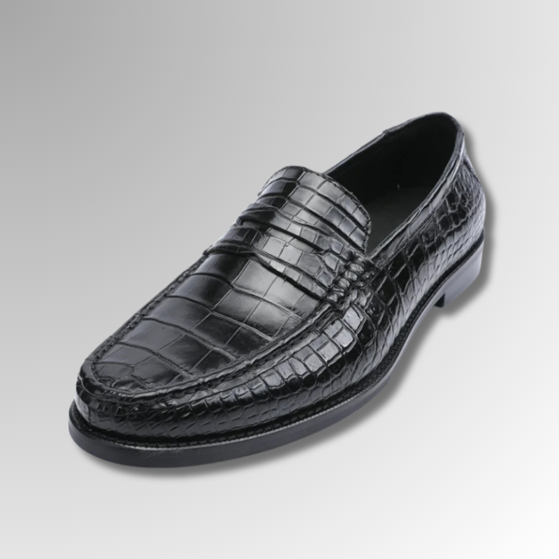 Black Crocodile Penny Loafers-alt3