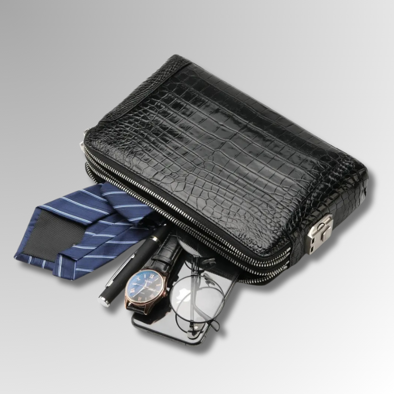 Crocodile Leather Travel Clutch-alt13