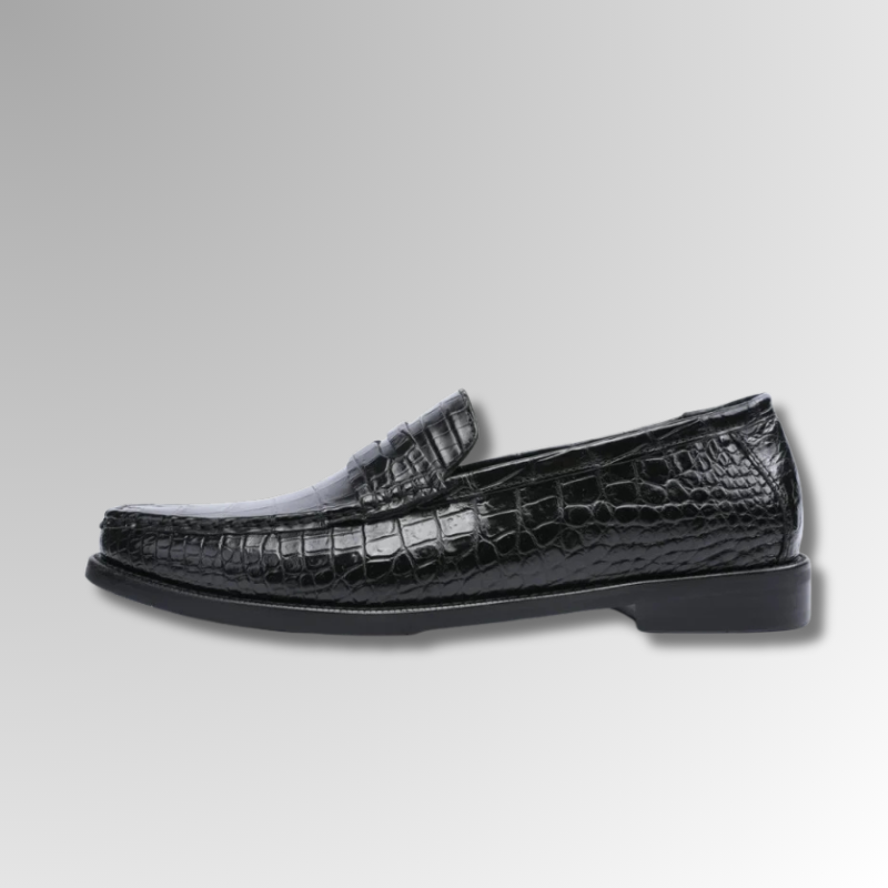 Black Crocodile Penny Loafers-alt4