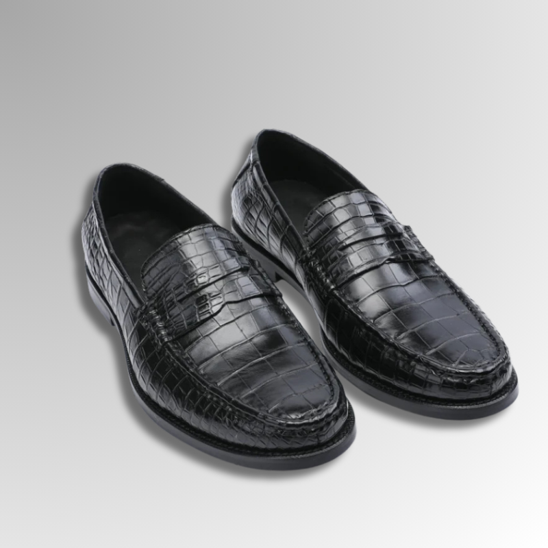 Black Crocodile Penny Loafers-alt5