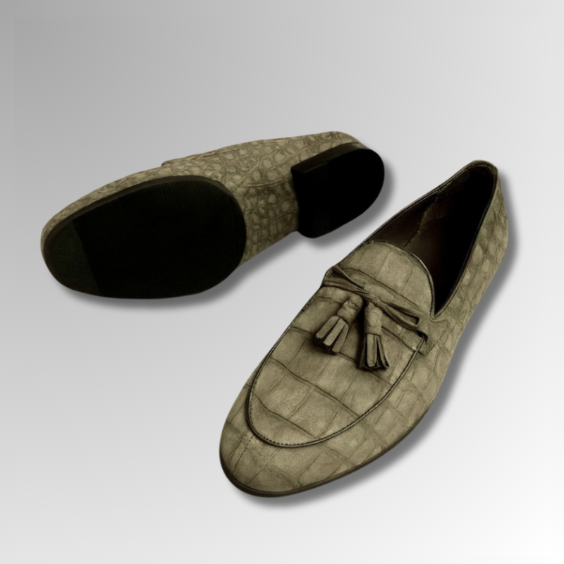 Crocodile Suede Tassel Loafers-alt7