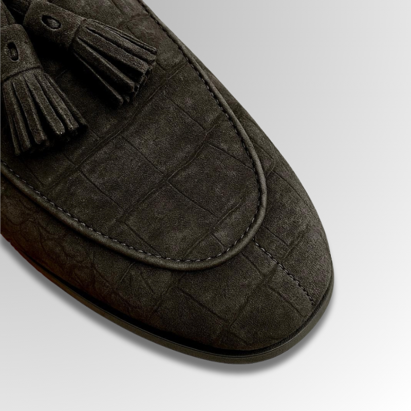 Crocodile Suede Tassel Loafers-alt4