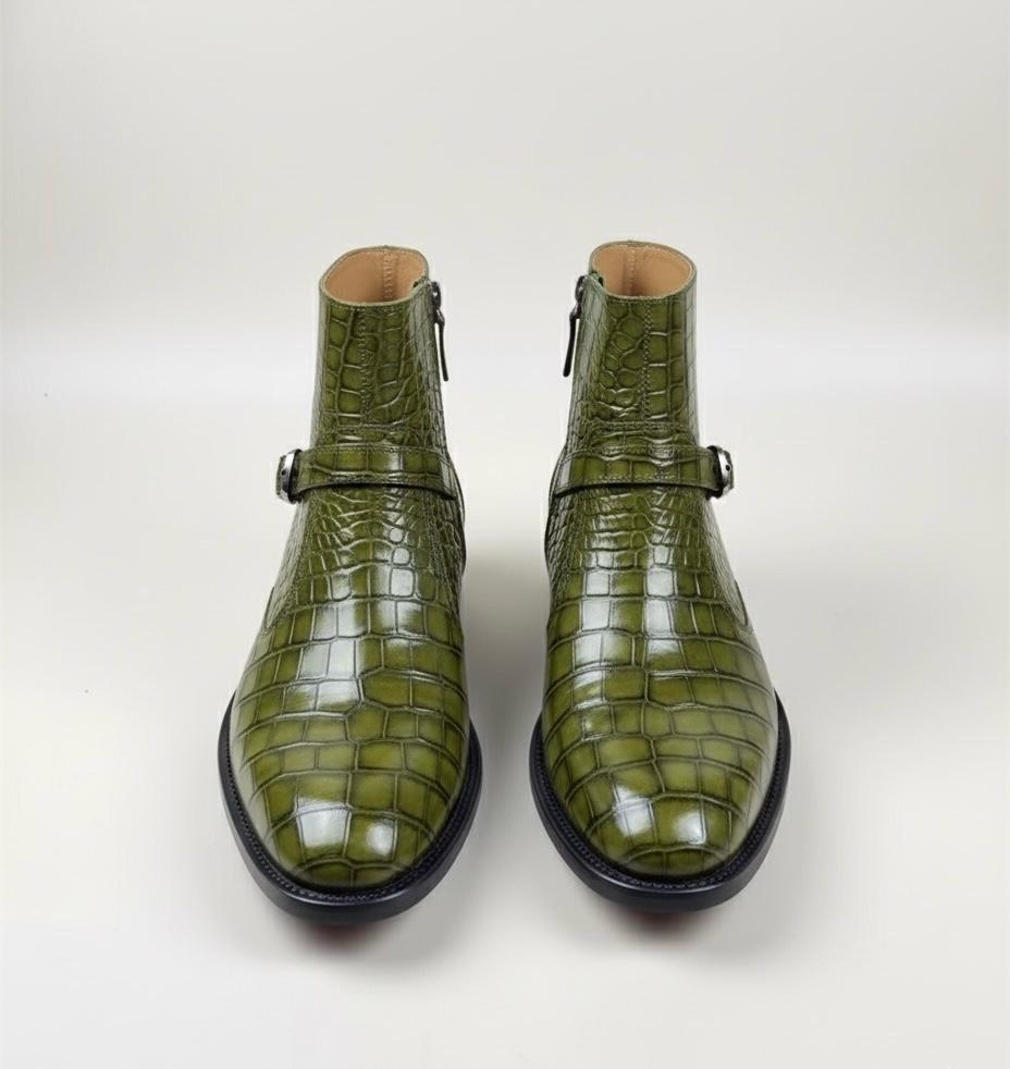 Crocodile Side Buckle Boots