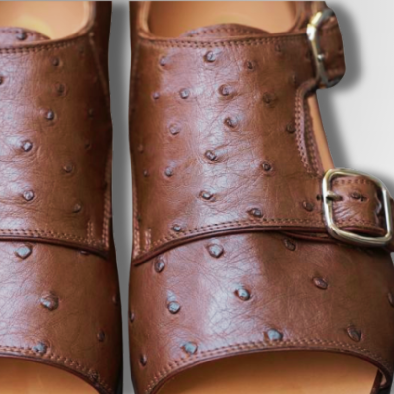Ostrich Leather Double Monk Sandals-alt2