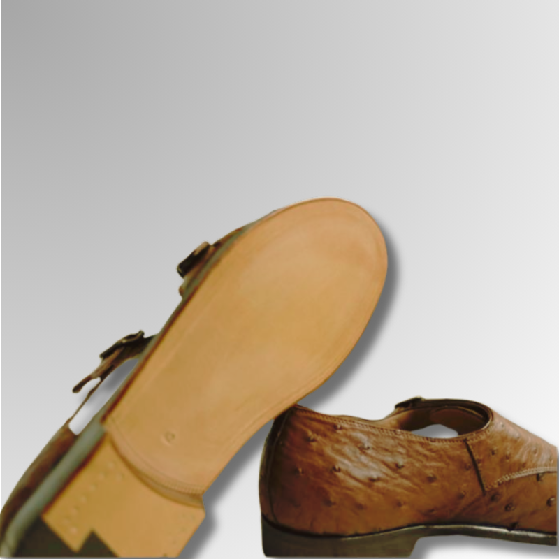 Ostrich Leather Double Monk Sandals-alt7