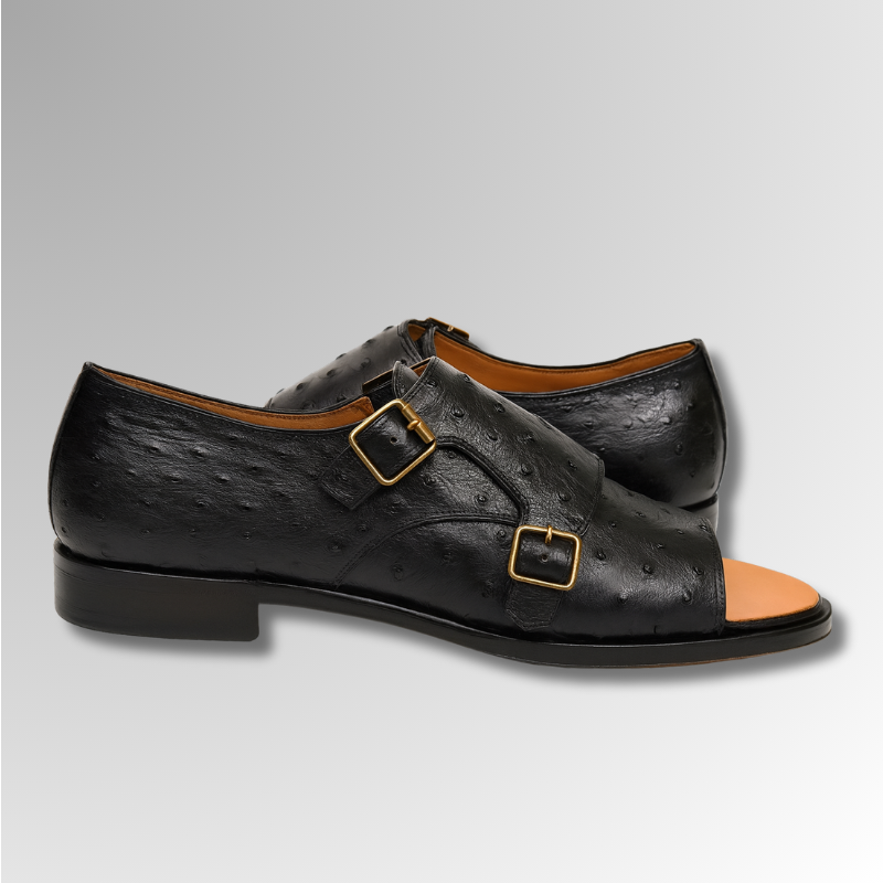 Ostrich Leather Double Monk Sandals-alt9