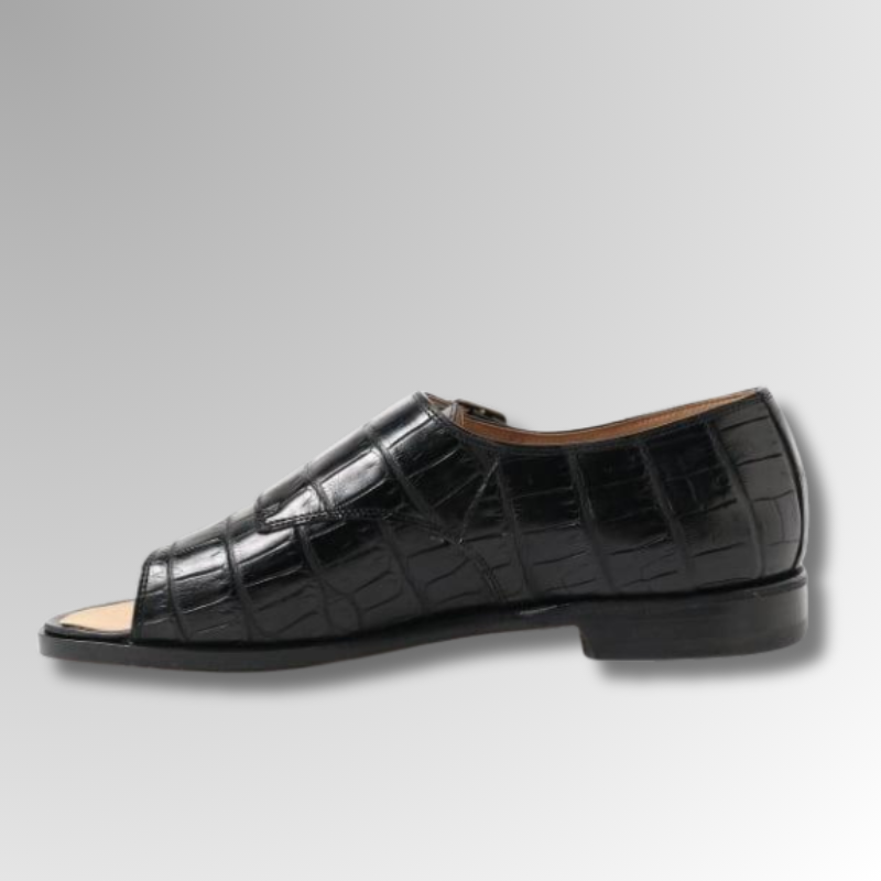 Crocodile Leather Double Monk Sandals-alt6