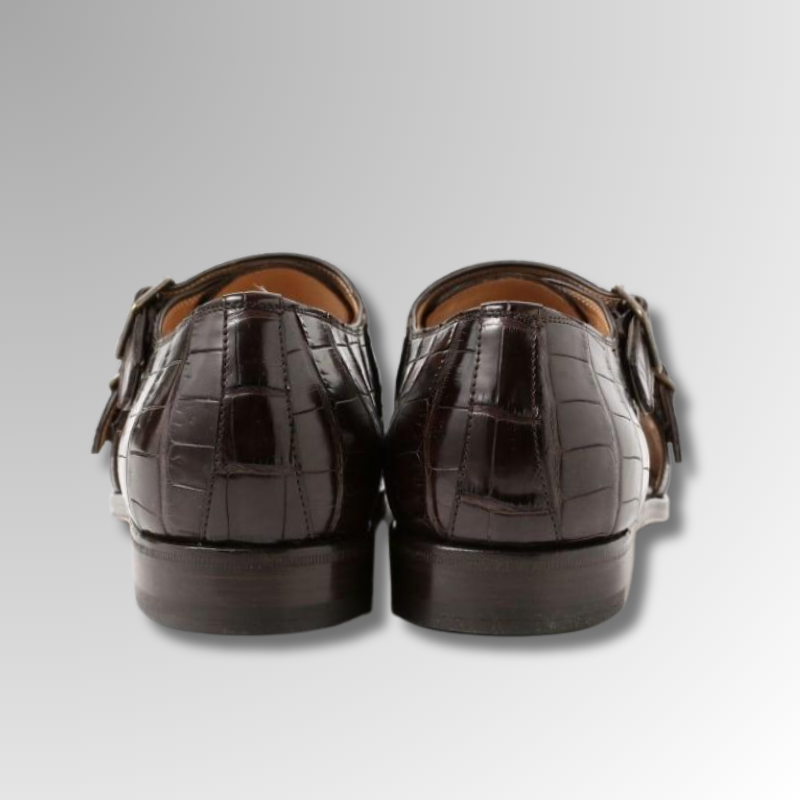 Crocodile Leather Double Monk Sandals-alt7