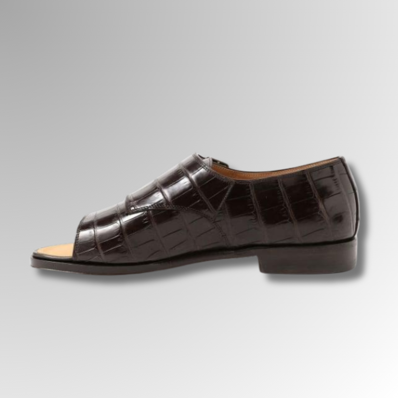 Crocodile Leather Double Monk Sandals-alt8