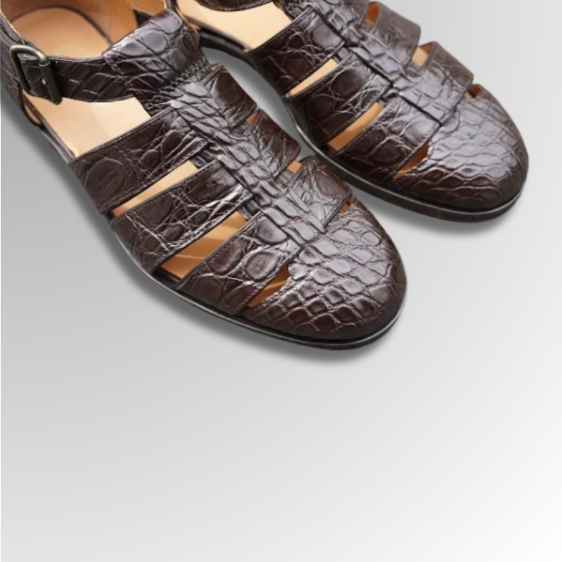 Crocodile Leather Buckle Sandals-alt4