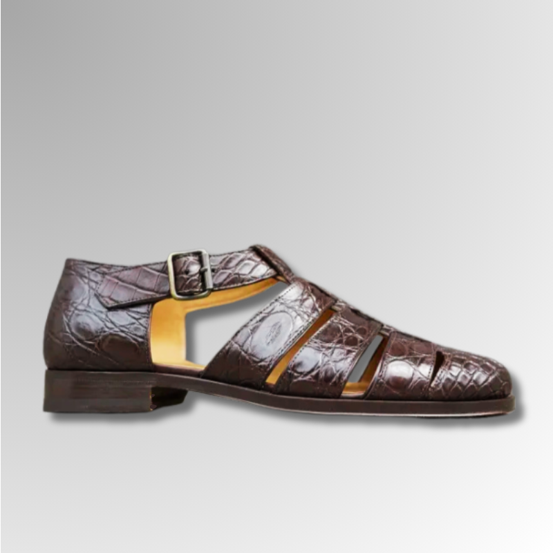 Crocodile Leather Buckle Sandals