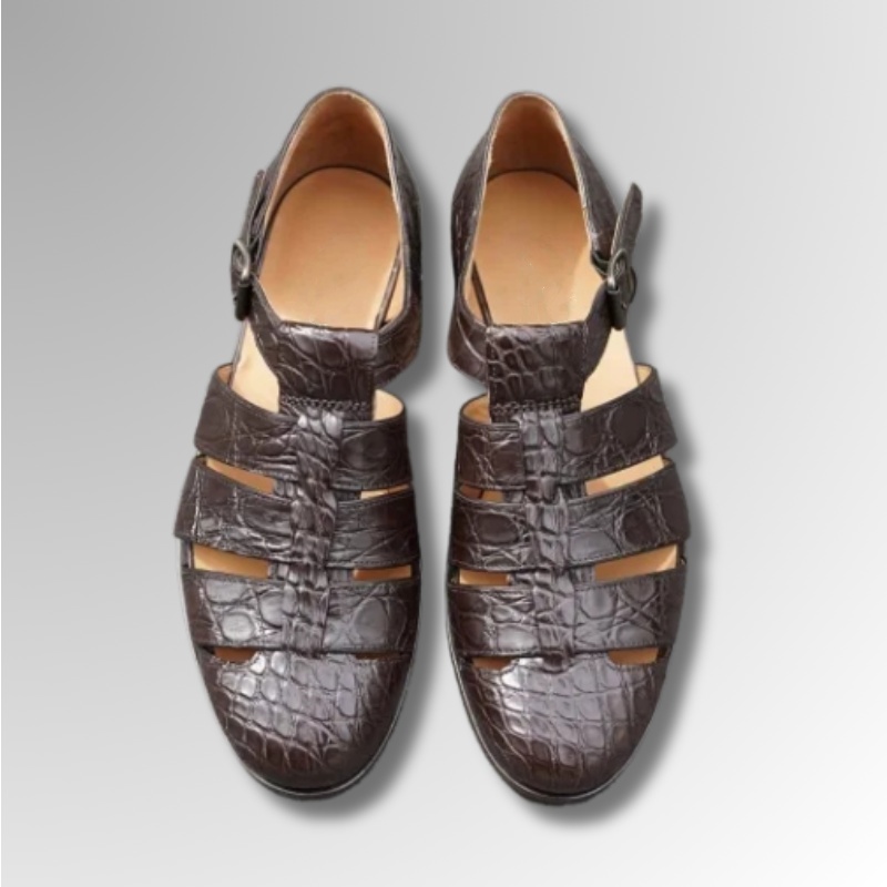 Crocodile Leather Buckle Sandals-alt4