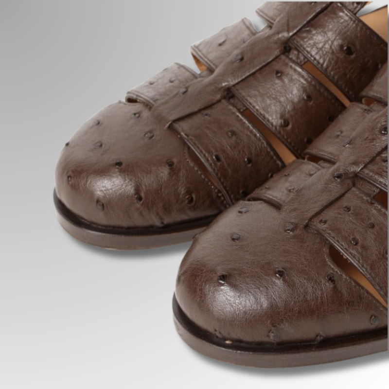 Ostrich Leather Buckle Sandals-alt7