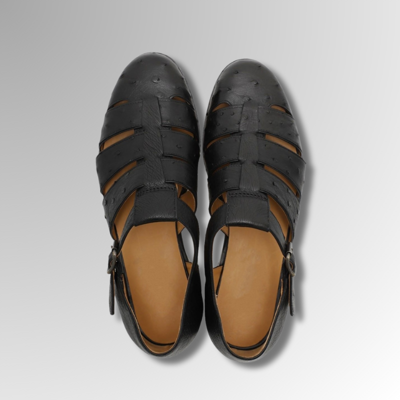 Ostrich Leather Buckle Sandals-alt4