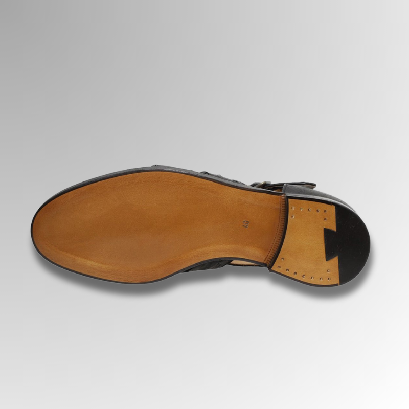 Ostrich Leather Buckle Sandals-alt3
