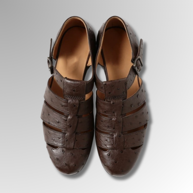 Ostrich Leather Buckle Sandals-alt10