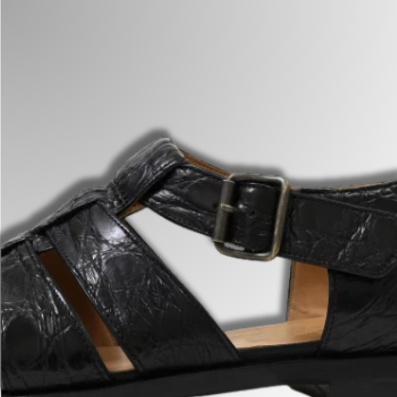 Crocodile Leather Buckle Sandals-alt5