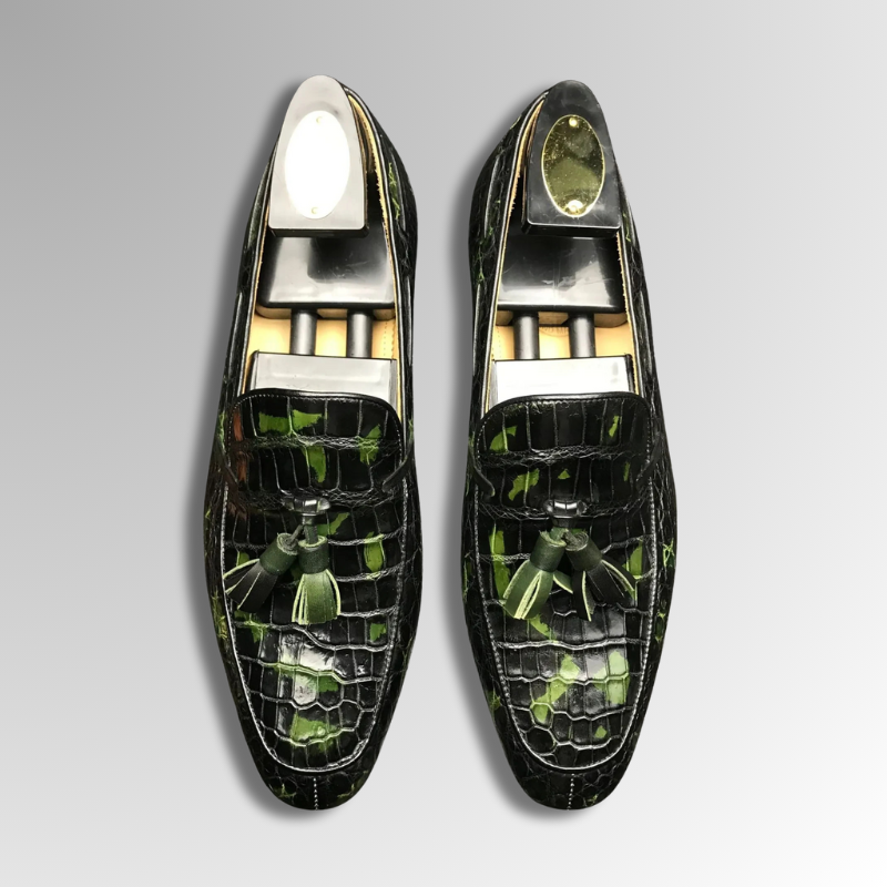 Patina Crocodile Tassel Loafers
