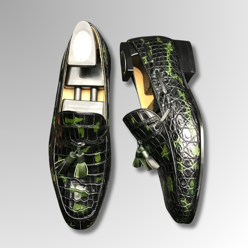Patina crocodile tassel loafers-alt5
