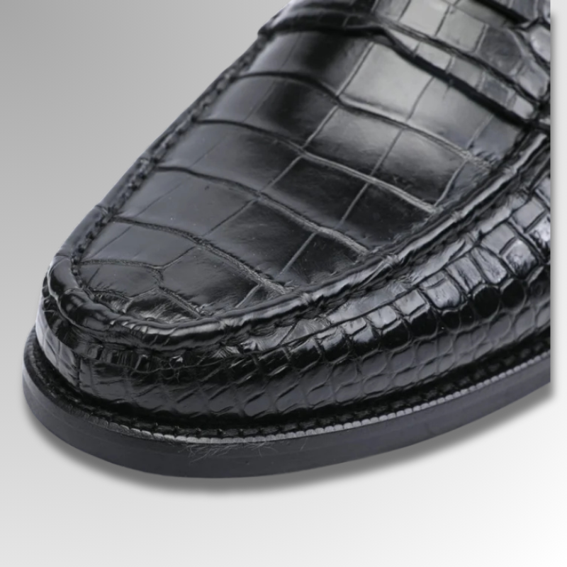 Black Crocodile Penny Loafers-alt2
