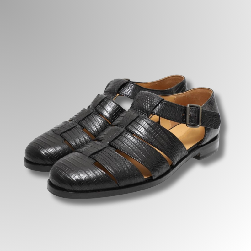 Lizard Leather Buckle Sandals-alt11