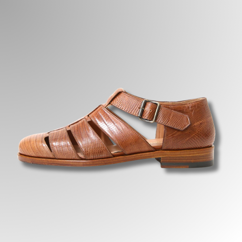 Lizard Leather Buckle Sandals-alt8