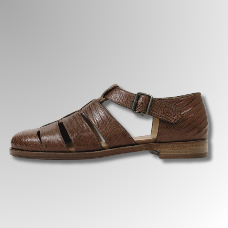 Lizard Leather Buckle Sandals-alt2