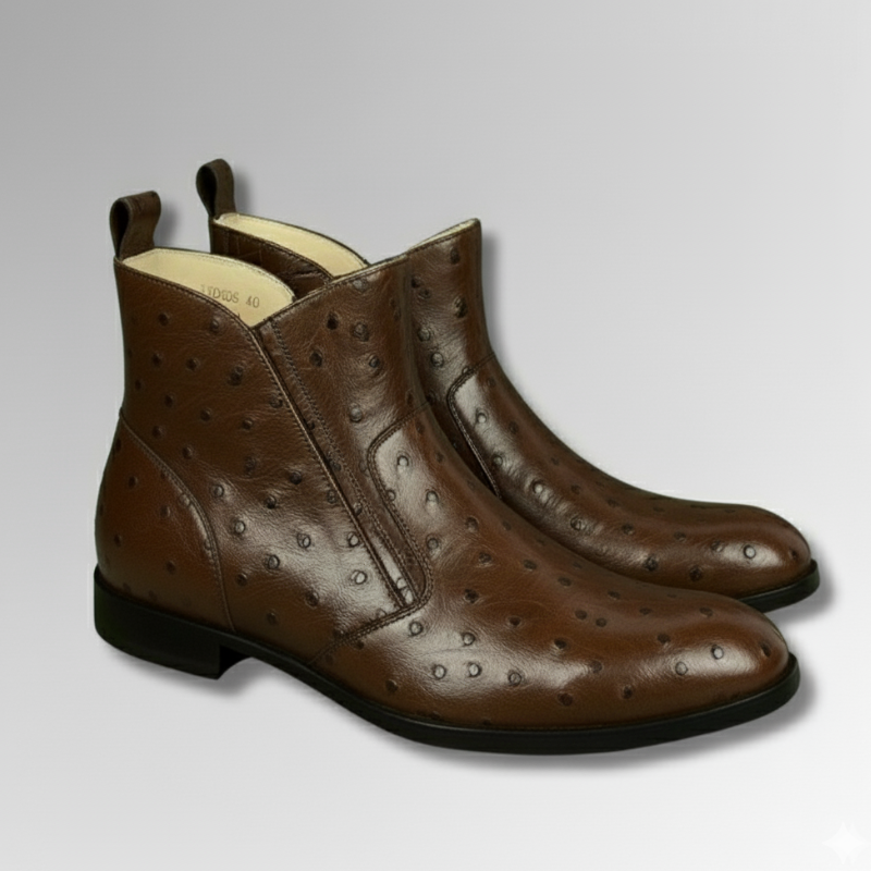 Ostrich Leather Chelsea Boots-alt8