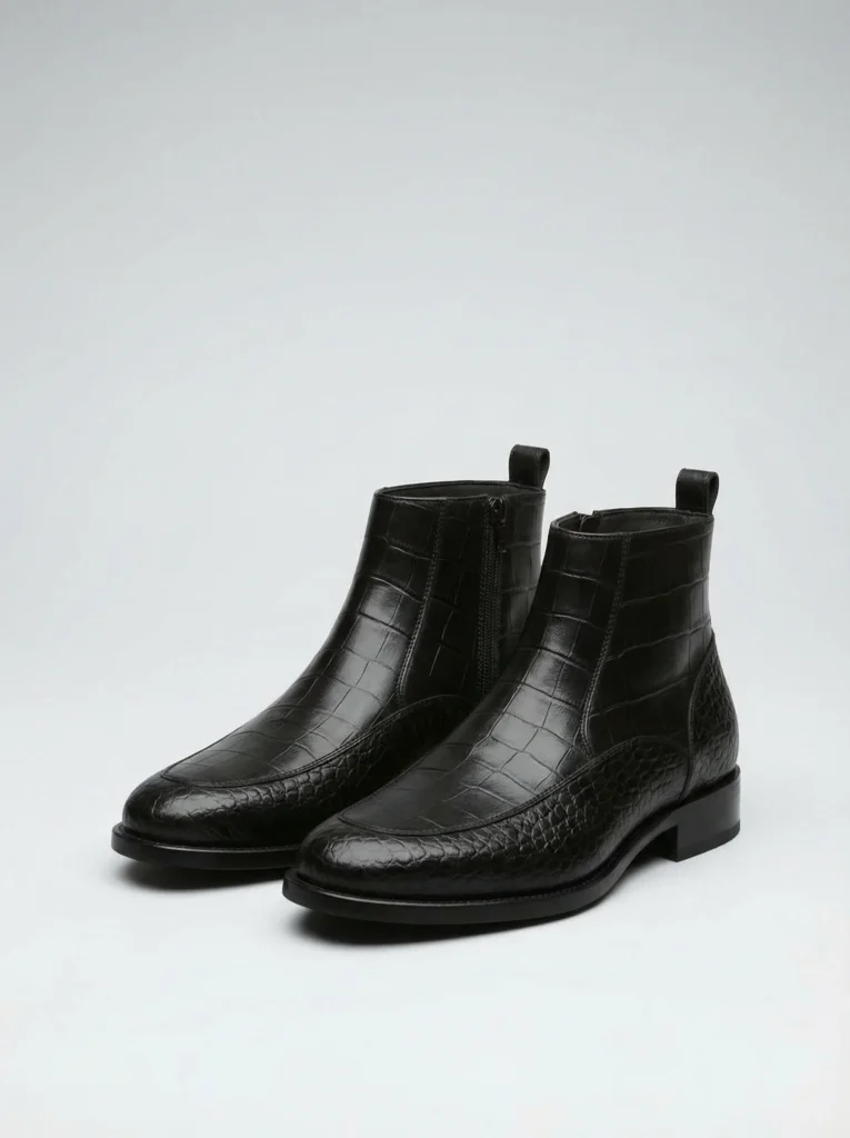 Alligator Zip Ankle Boots