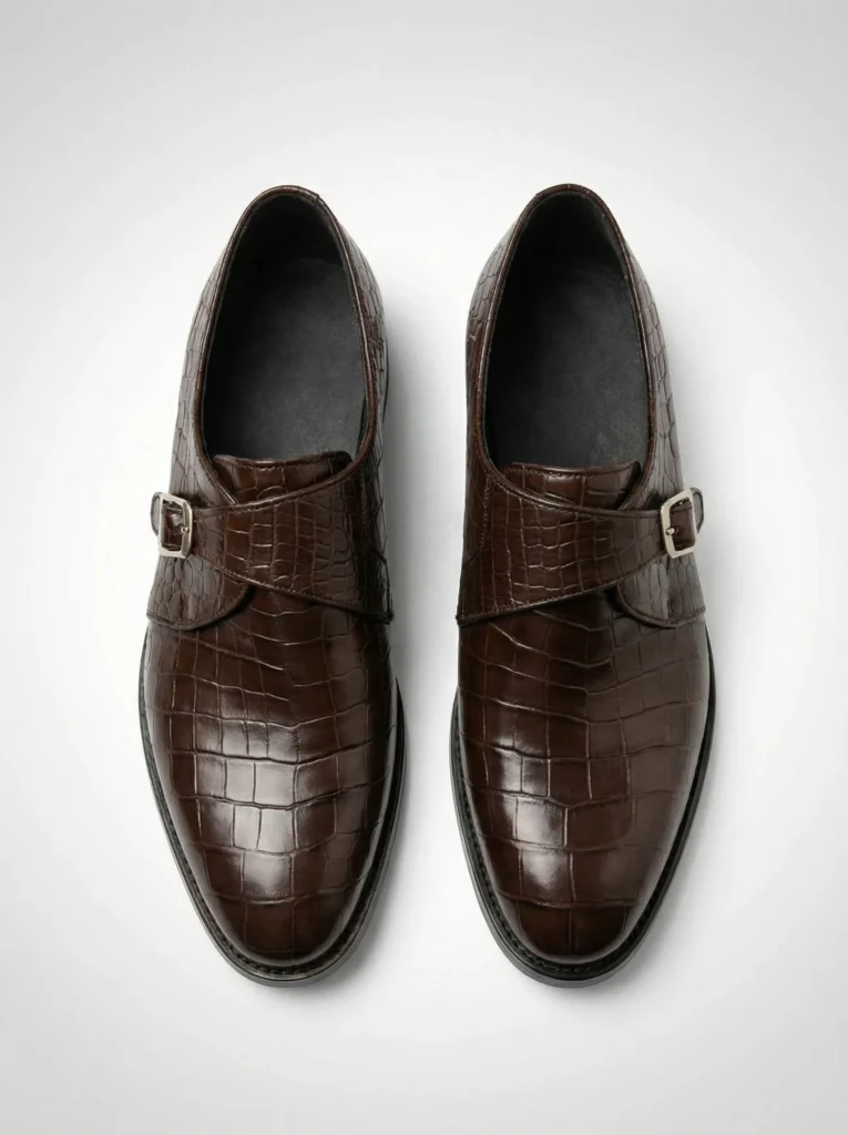 Crocodile Single Monk Strap Shoes
