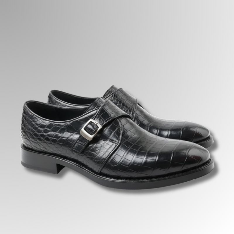 Crocodile Single Monk Strap Shoes