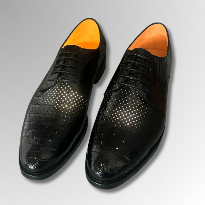 Crocodile Perforated Oxford Shoes-alt2
