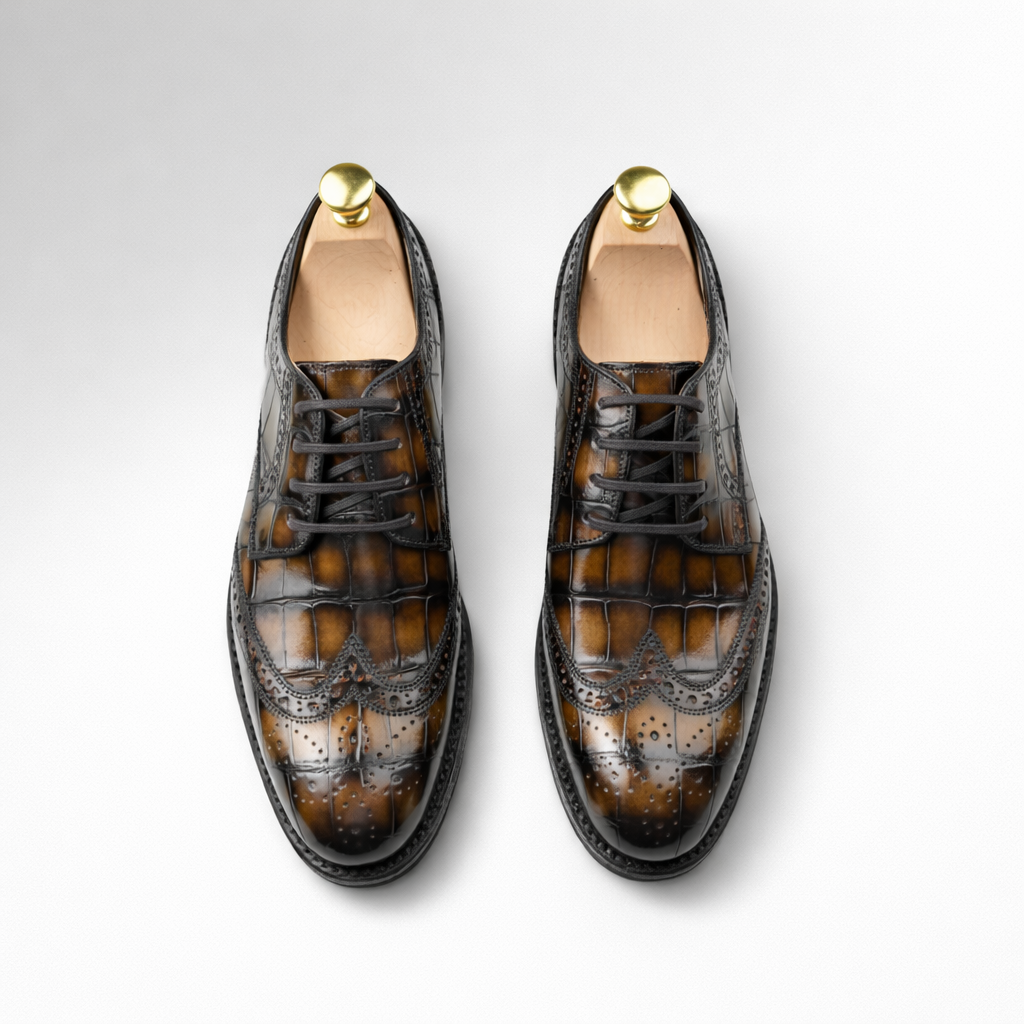 Handpainted Alligator Brogue Shoes