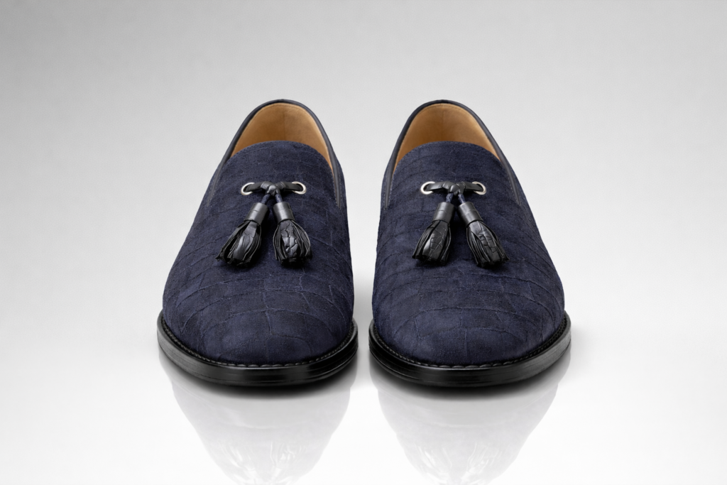Midnight Alligator Tassel Loafers