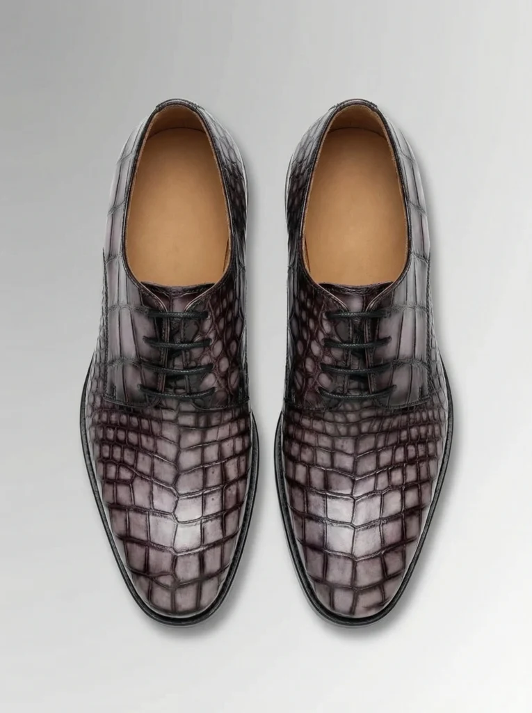 Graphite Alligator Oxford Shoes