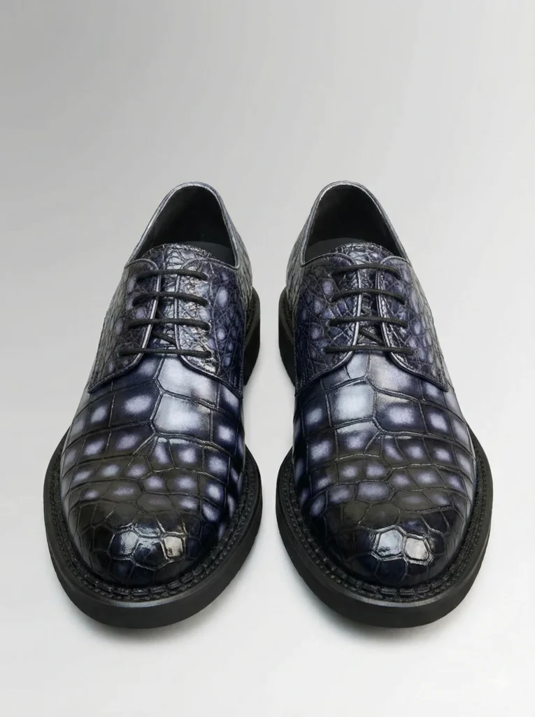 Hand-Painted Crocodile Derby Shoes