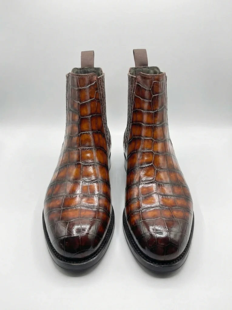 Cognac Alligator Chelsea Boots