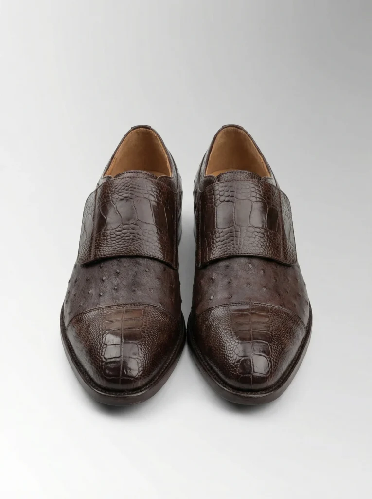 Ostrich Leather Velcro Shoes