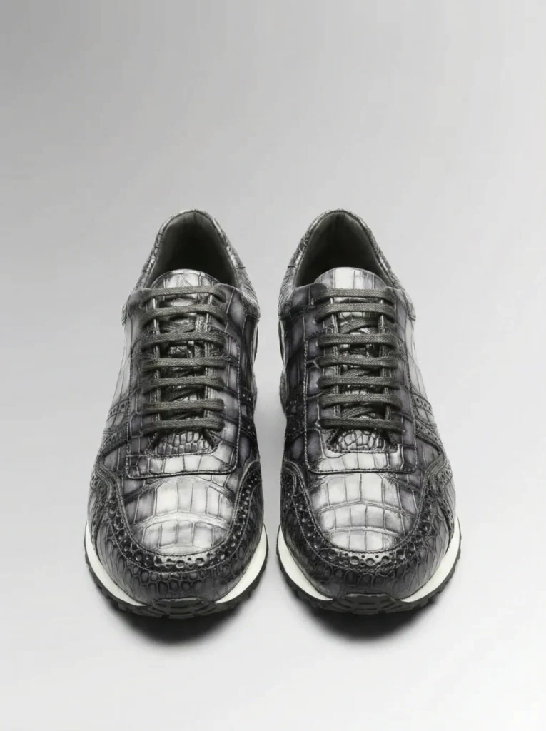 Titanium Grey Crocodile Sneakers