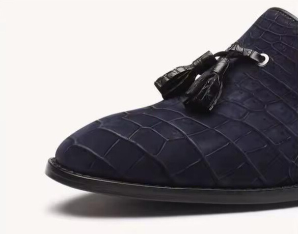 Midnight Crocodile Tassel Loafers-alt2