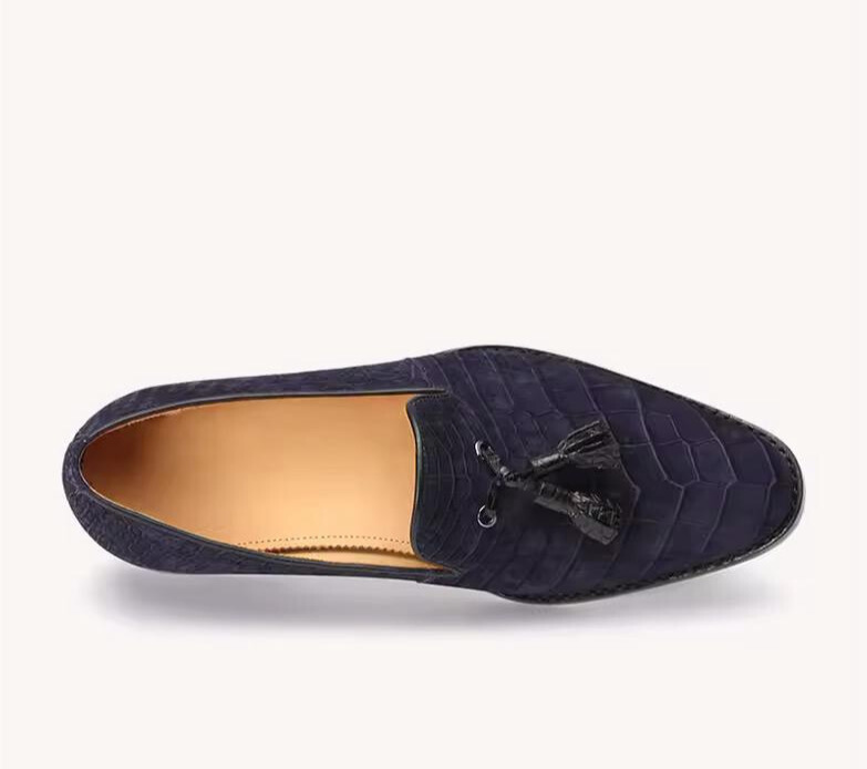 Midnight Crocodile Tassel Loafers-alt5