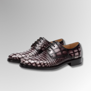 Graphite Crocodile Oxford Shoes