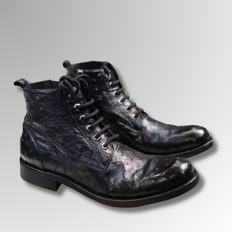 Ostrich Lace-Up Boots