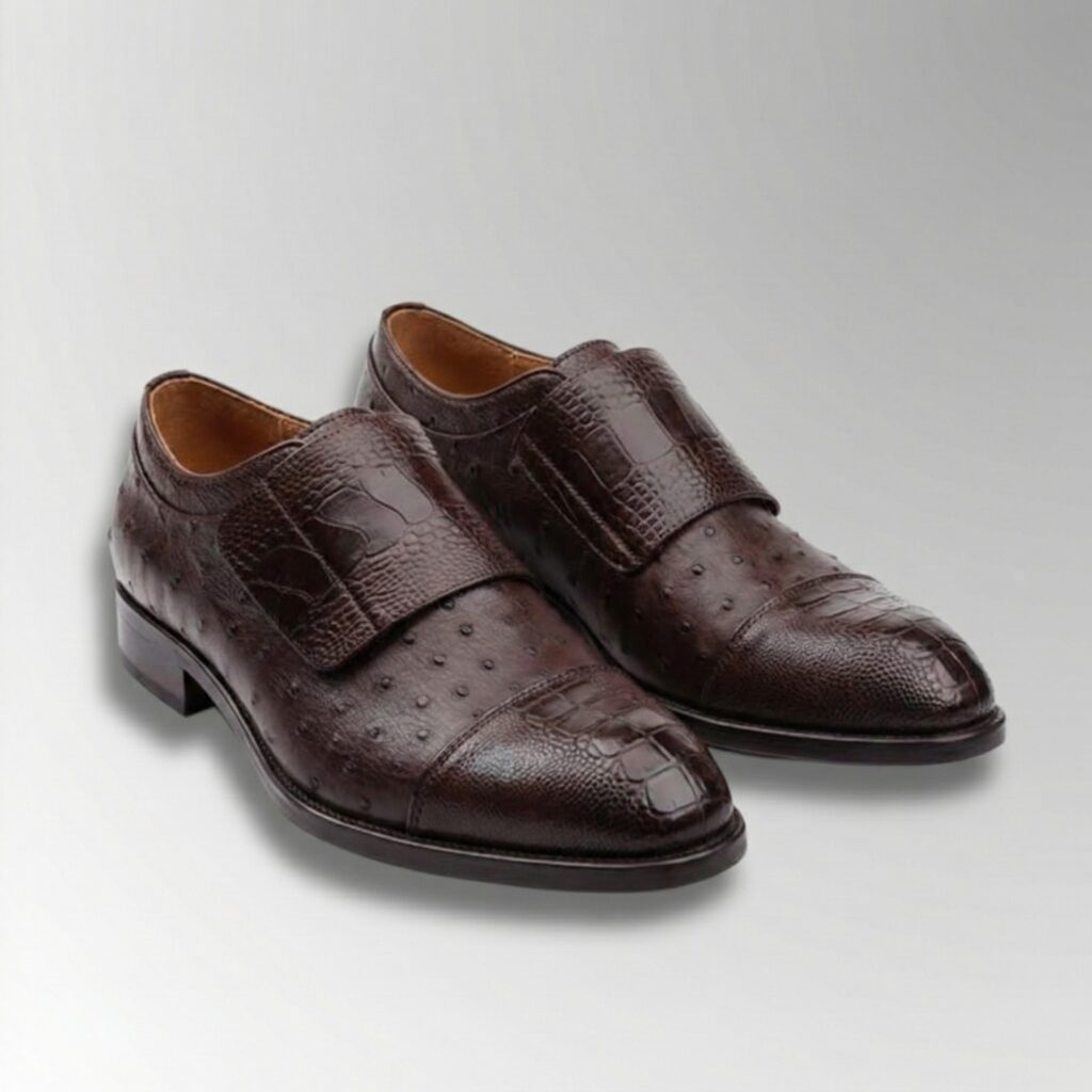 Ostrich Leather Velcro Shoes