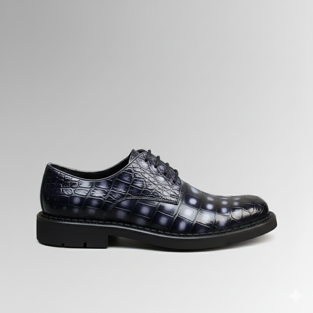 Hand-Painted Crocodile Derby Shoes-alt8