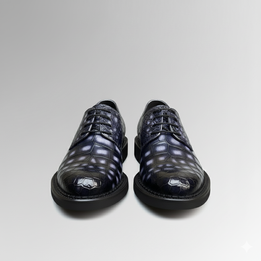 Hand-Painted Crocodile Derby Shoes-alt7